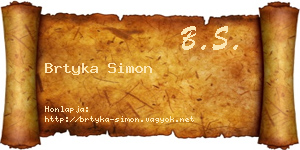 Brtyka Simon névjegykártya